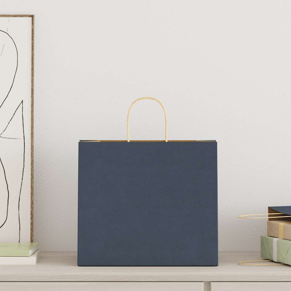 Paper Bags 50 pcs with Handles Blue 32x22x28 cm