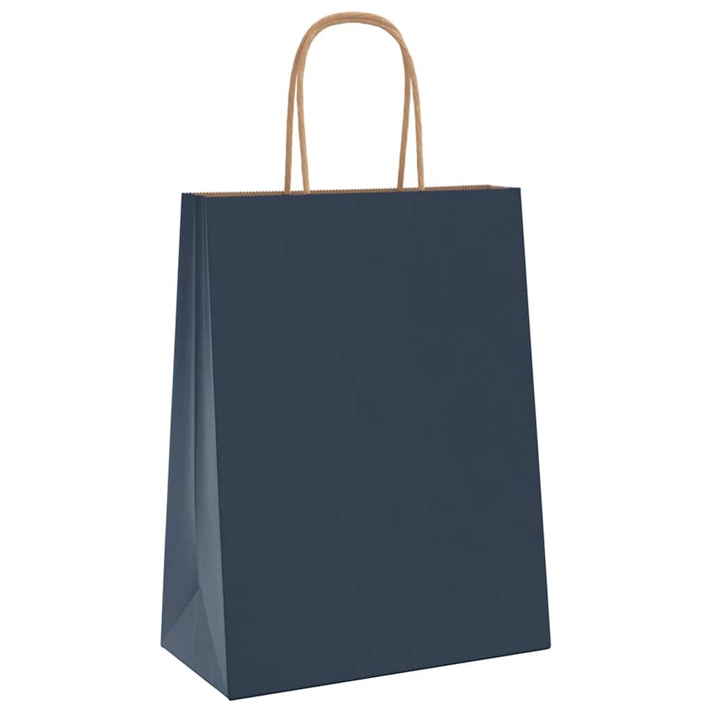 Paper Bags 250 pcs with Handles Blue 21x11x28 cm