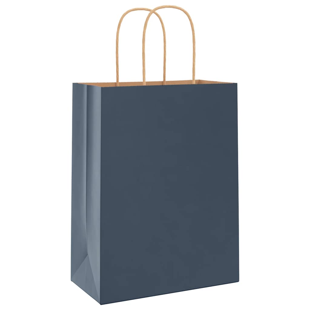 Paper Bags 250 pcs with Handles Blue 21x11x28 cm