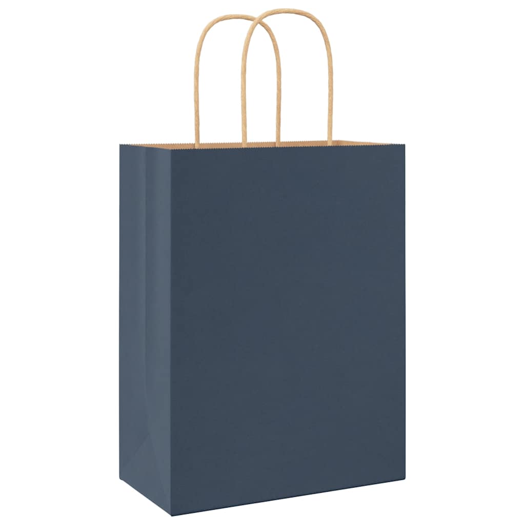Paper Bags 250 pcs with Handles Blue 21x11x28 cm