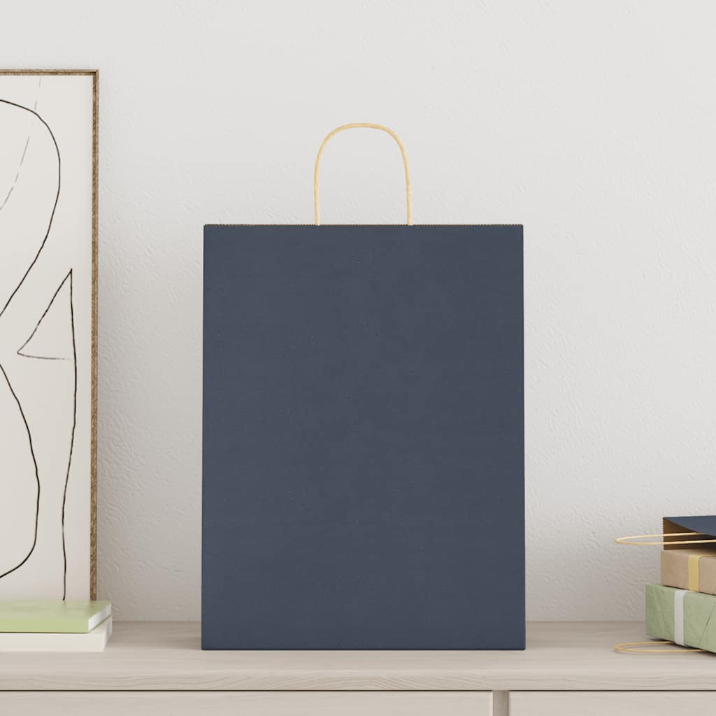 Paper Bags 250 pcs with Handles Blue 32x12x42 cm