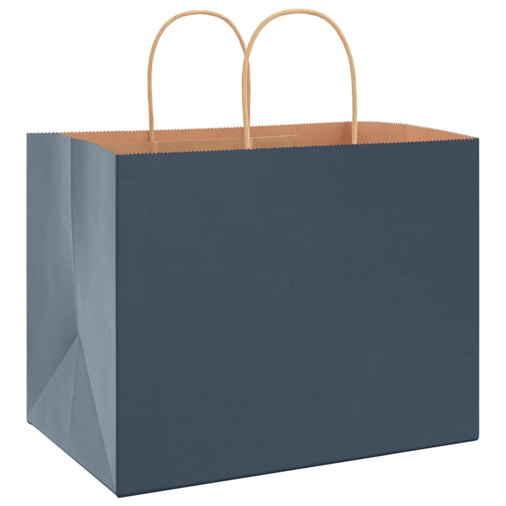 Paper Bags 250 pcs with Handles Blue 32x22x24 cm