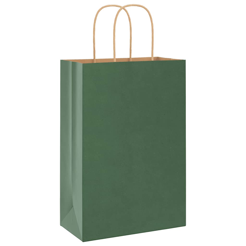 Paper Bags 50 pcs with Handles Green 21x11x31 cm