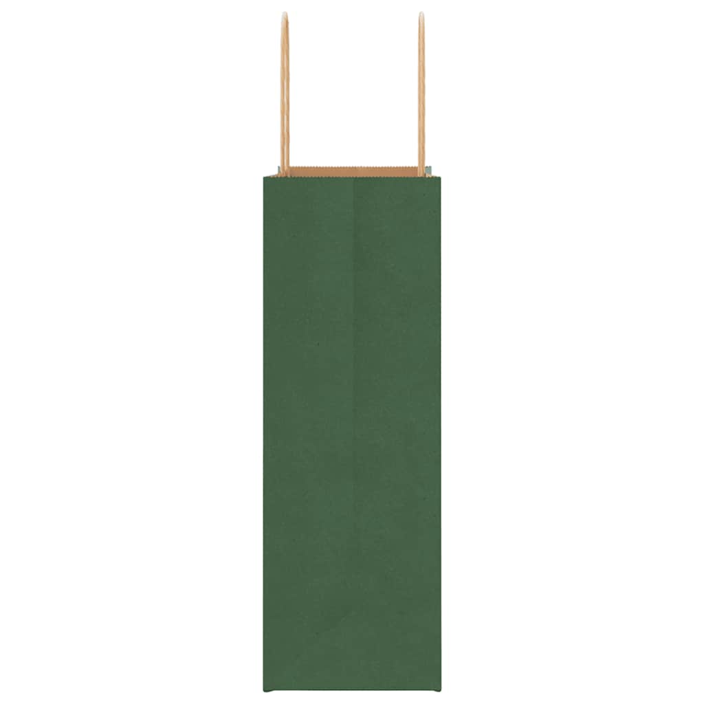 Paper Bags 50 pcs with Handles Green 21x11x31 cm
