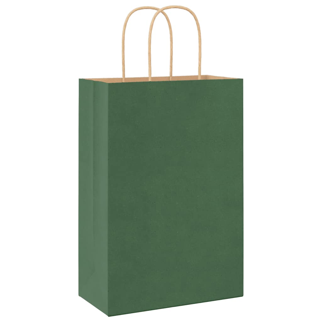 Paper Bags 50 pcs with Handles Green 21x11x31 cm