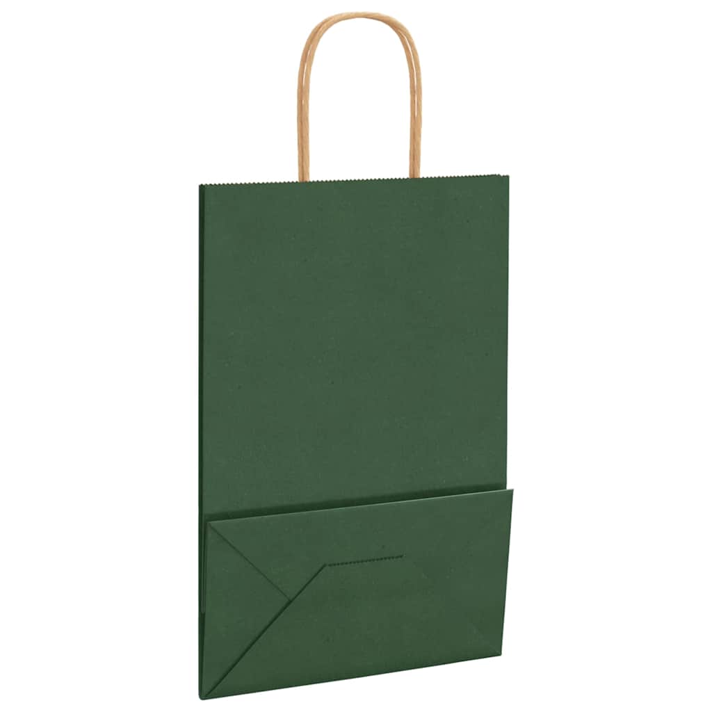 Paper Bags 50 pcs with Handles Green 21x11x31 cm