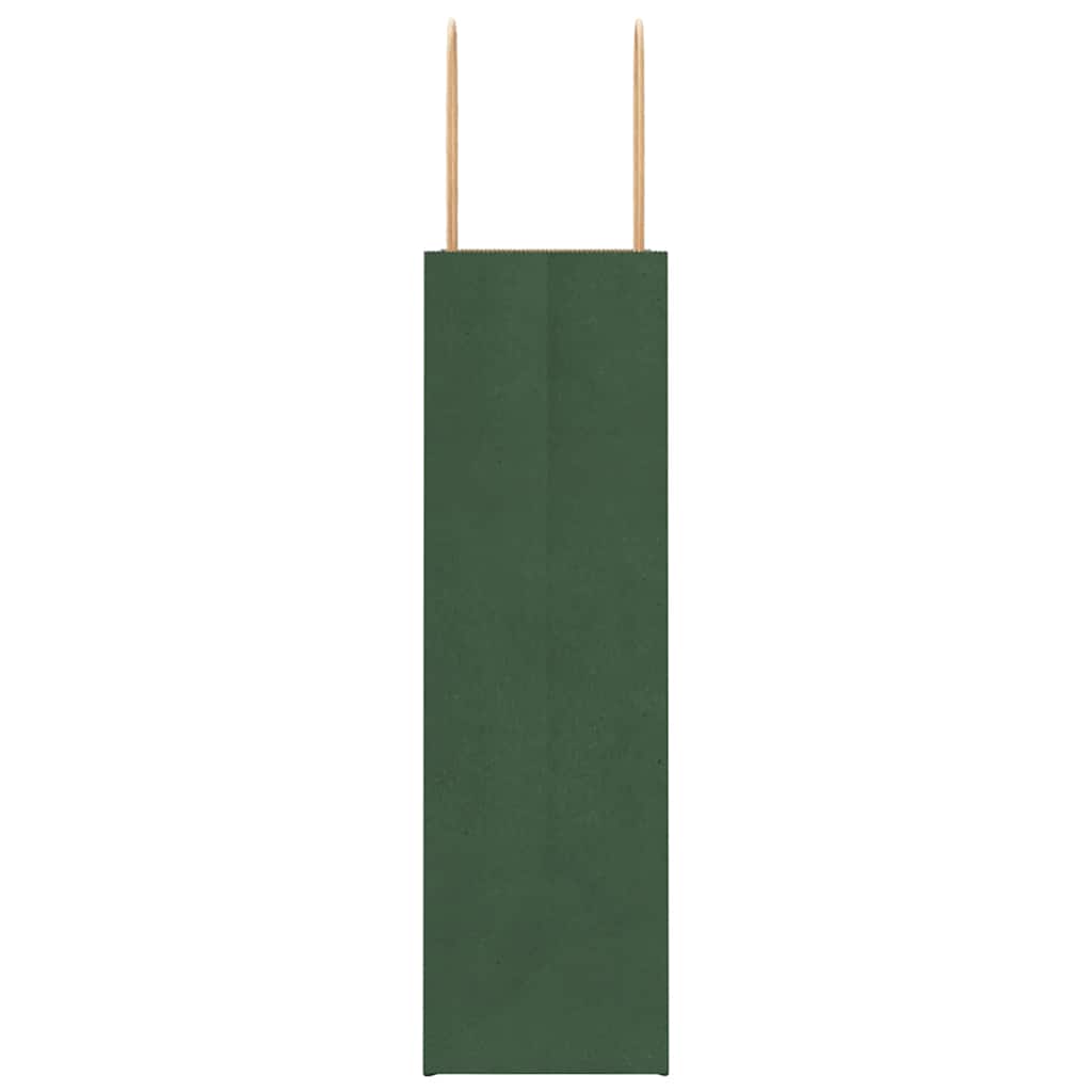 Paper Bags 50 pcs with Handles Green 21x11x36 cm