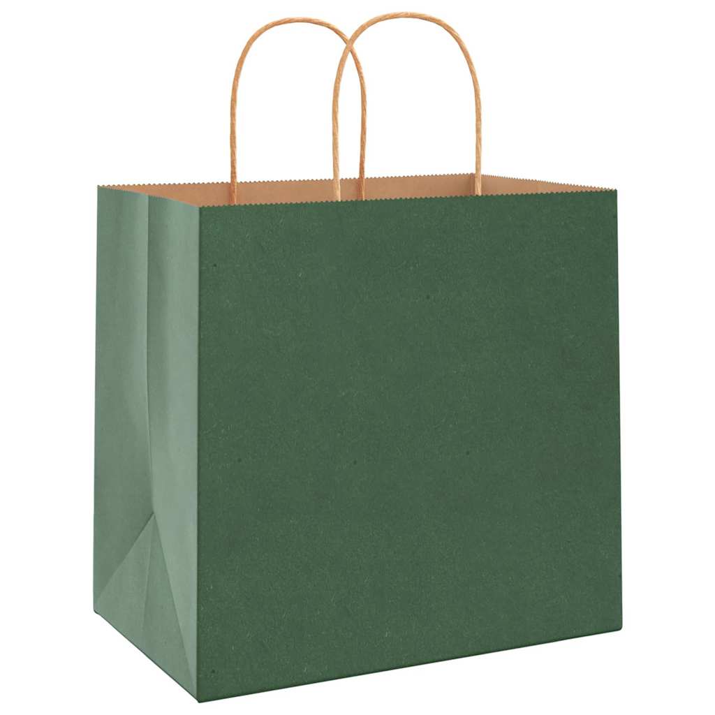 Paper Bags 50 pcs with Handles Green 26x17x25 cm