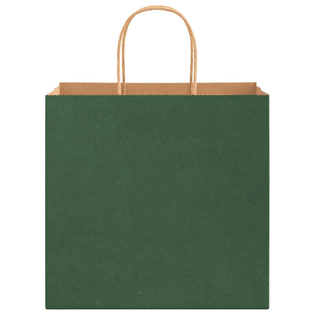 Paper Bags 50 pcs with Handles Green 26x17x25 cm
