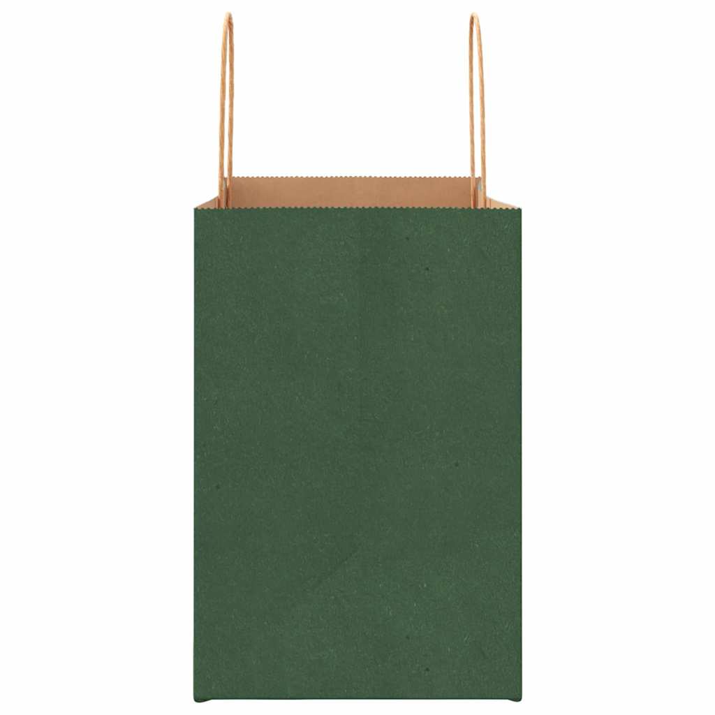 Paper Bags 50 pcs with Handles Green 26x17x25 cm