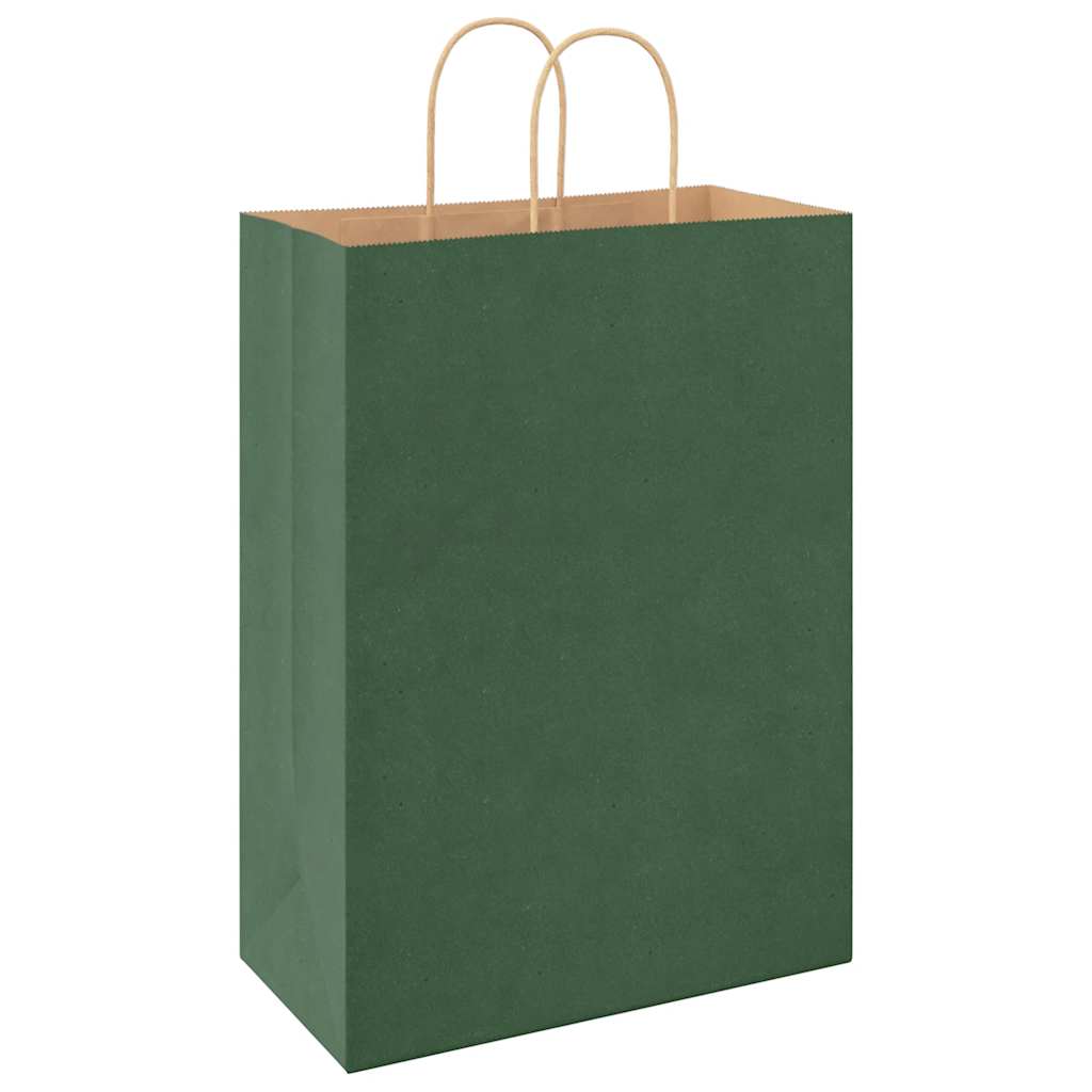 Paper Bags 50 pcs with Handles Green 32x17x44 cm