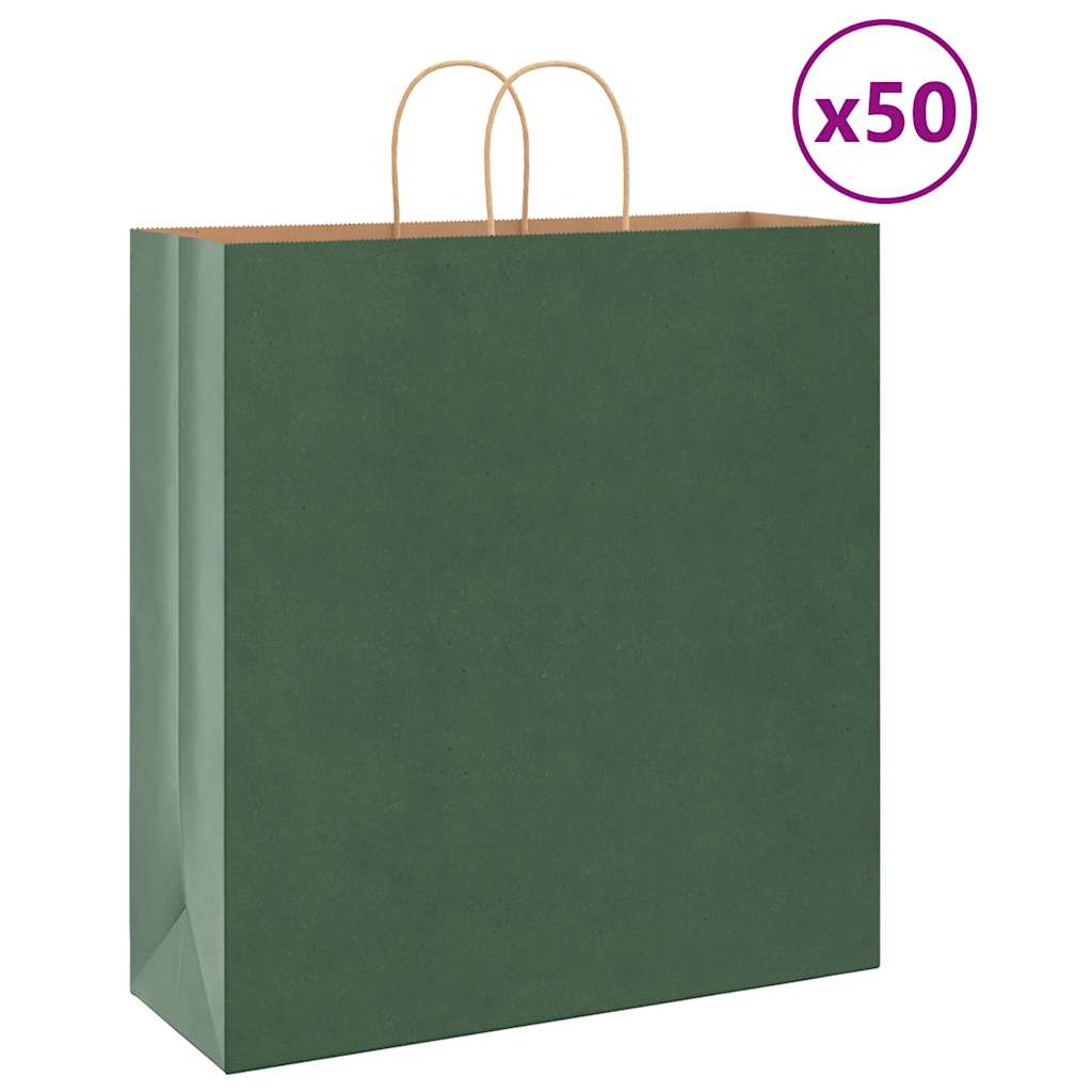 Paper Bags 50 pcs with Handles Green 45x17x48 cm