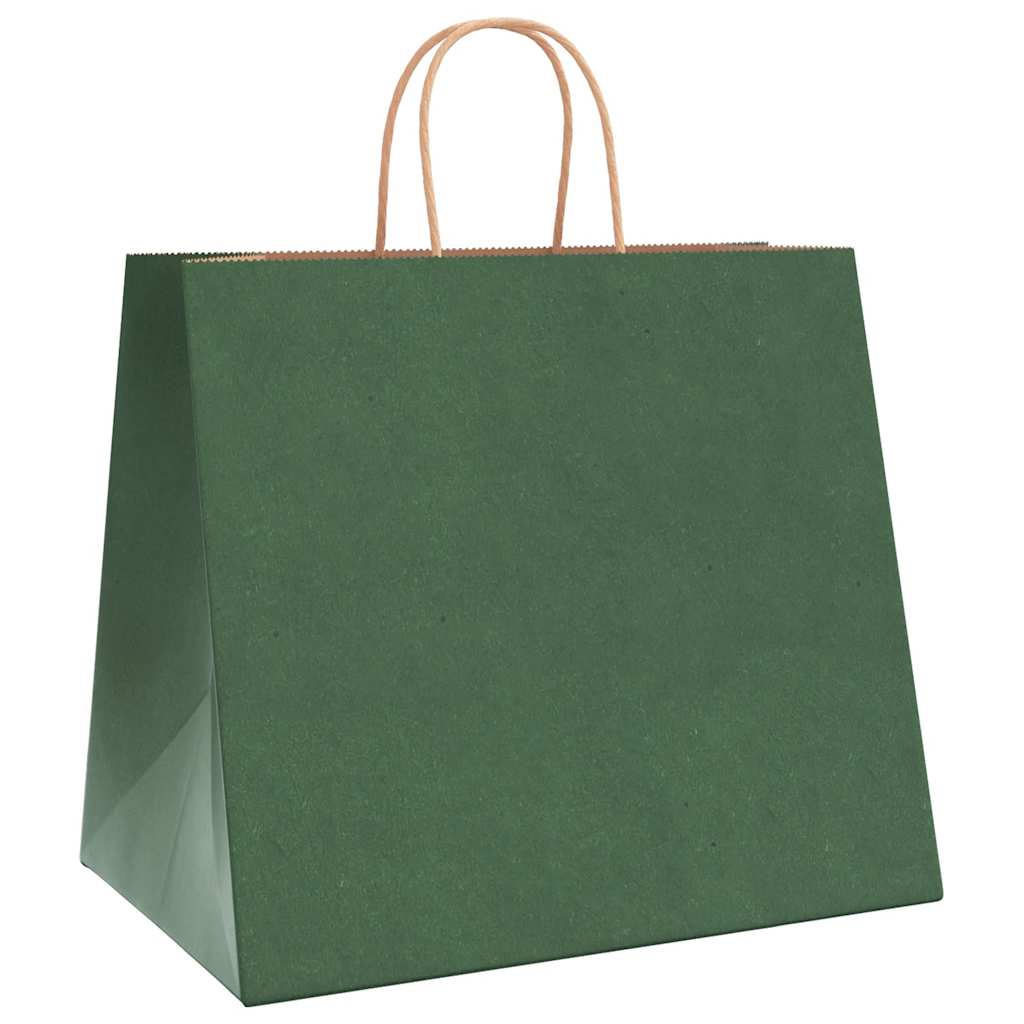Paper Bags 250 pcs with Handles Green 32x22x28 cm