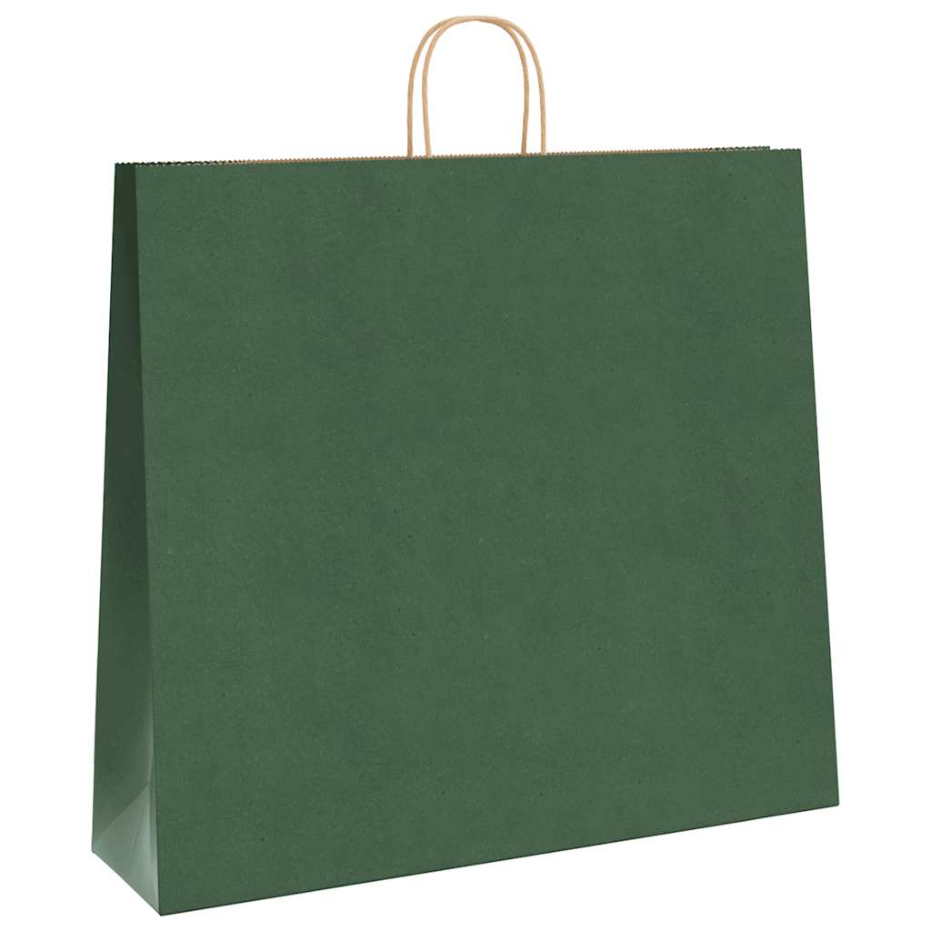 Paper Bags 250 pcs with Handles Green 54x15x49 cm