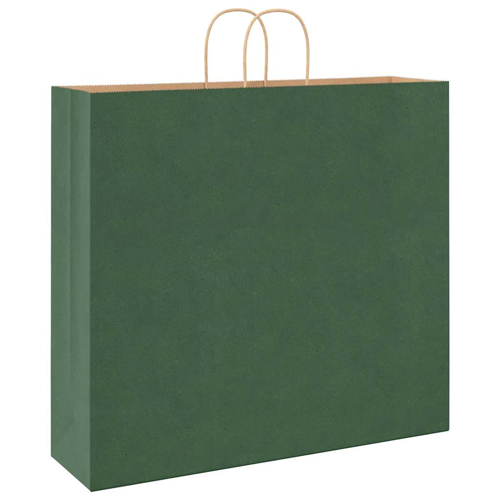 Paper Bags 250 pcs with Handles Green 54x15x49 cm