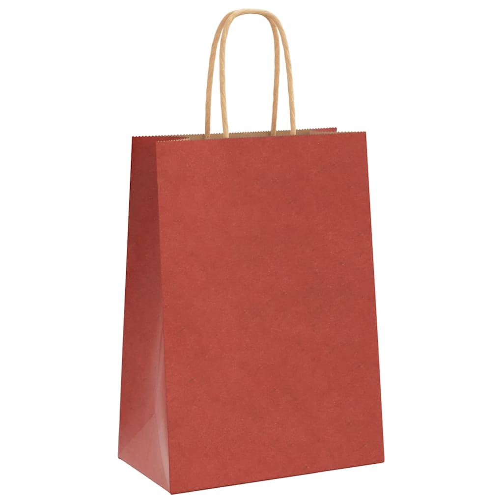 Paper Bags 50 pcs with Handles Red 15x8x21 cm