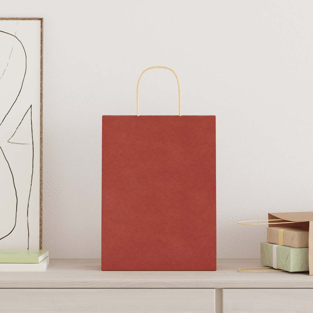 Paper Bags 50 pcs with Handles Red 26x12x35 cm