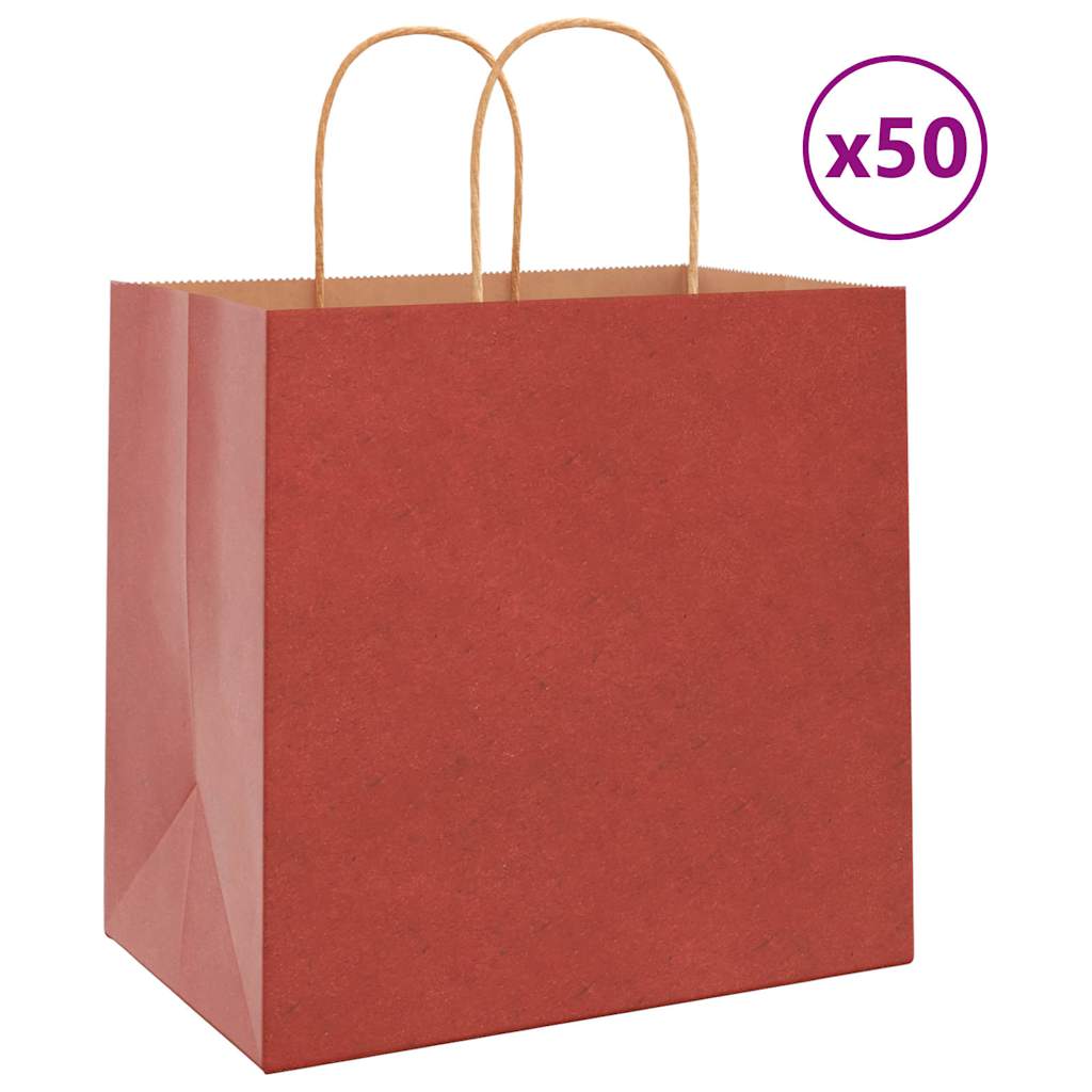 Paper Bags 50 pcs with Handles Red 26x17x25 cm