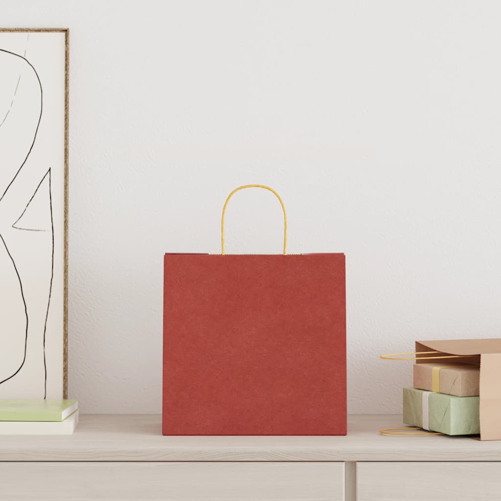 Paper Bags 50 pcs with Handles Red 26x17x25 cm