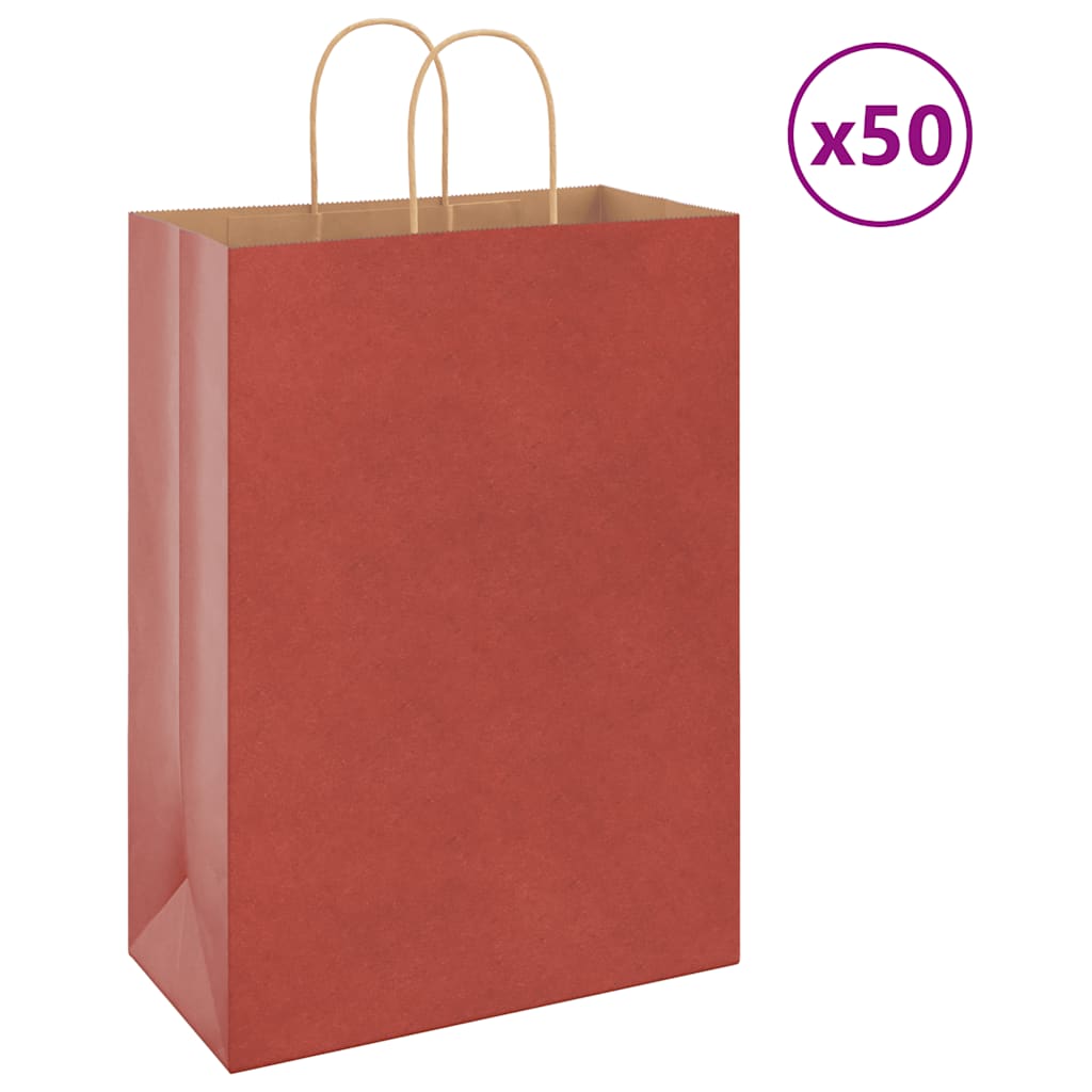 Paper Bags 50 pcs with Handles Red 32x17x44 cm