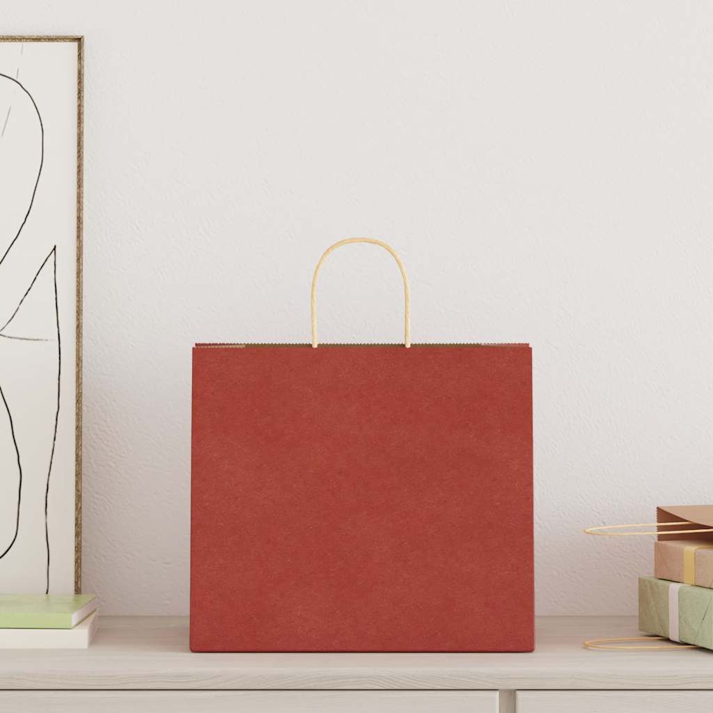Paper Bags 50 pcs with Handles Red 32x22x28 cm
