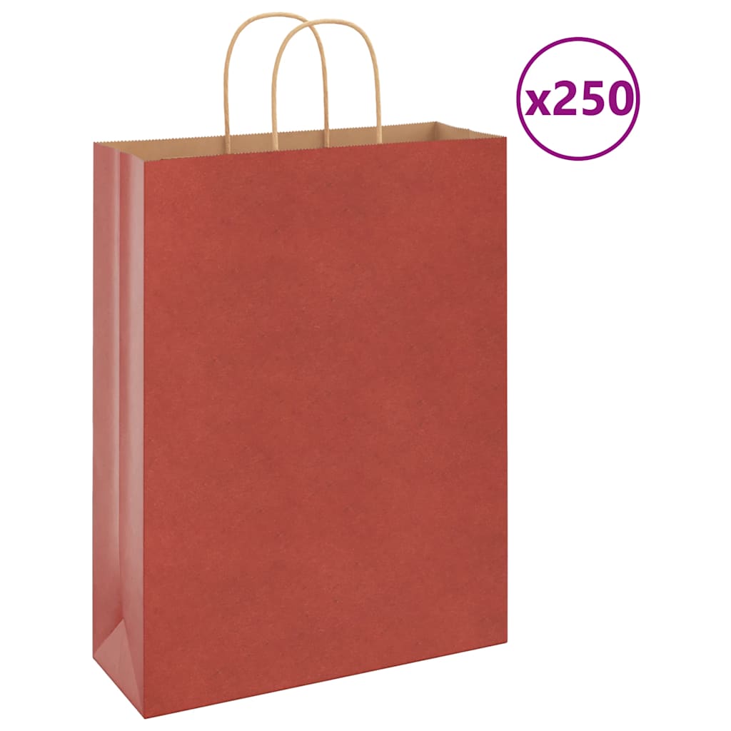 Paper Bags 250 pcs with Handles Red 32x12x42 cm