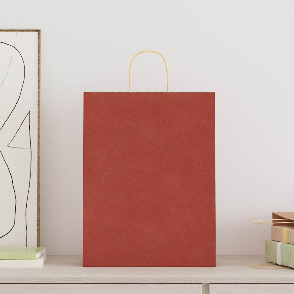 Paper Bags 250 pcs with Handles Red 32x12x42 cm