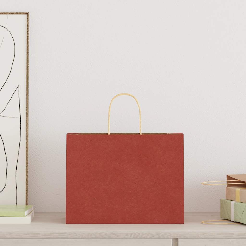 Paper Bags 250 pcs with Handles Red 32x17x25 cm