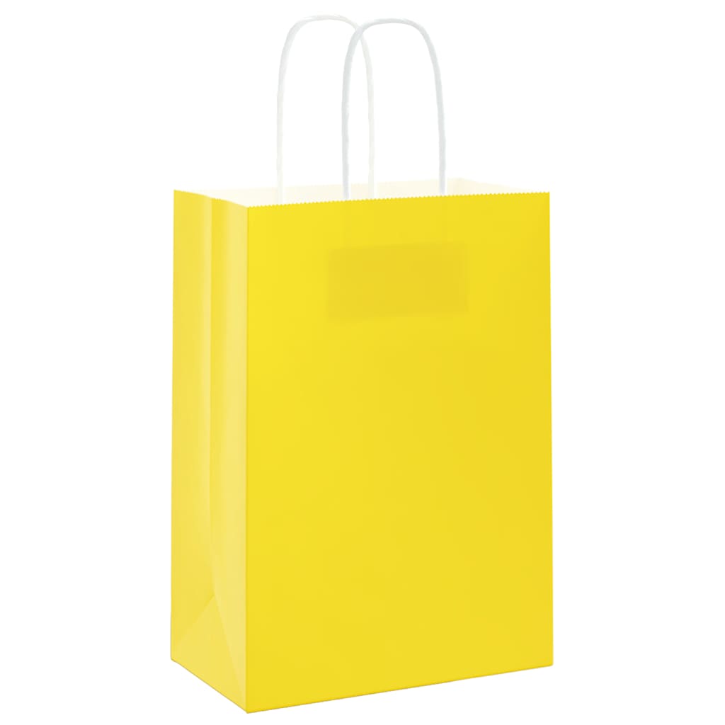 Paper Bags 50 pcs with Handles Yellow 15x8x21 cm