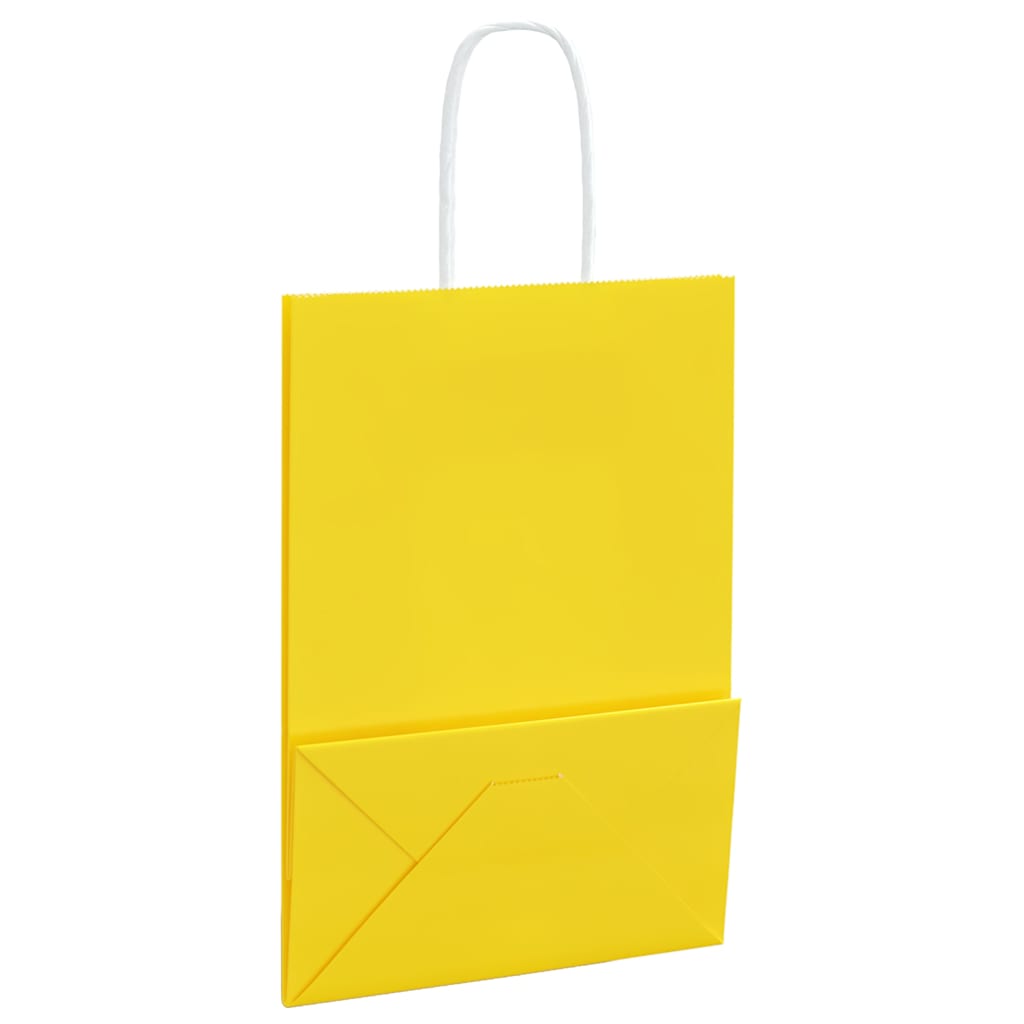 Paper Bags 50 pcs with Handles Yellow 15x8x21 cm