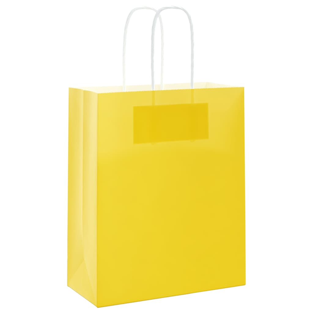 Paper Bags 50 pcs with Handles Yellow 18x8x22 cm
