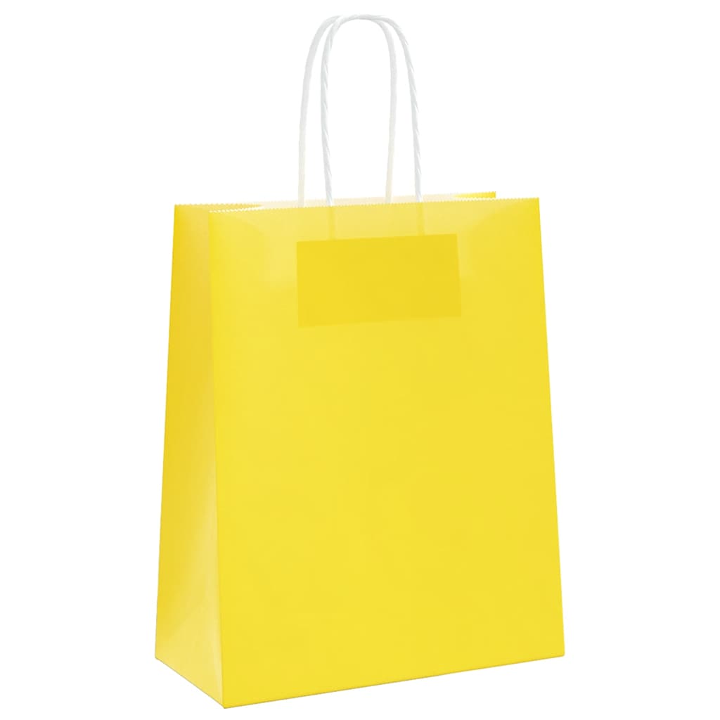 Paper Bags 50 pcs with Handles Yellow 18x8x22 cm