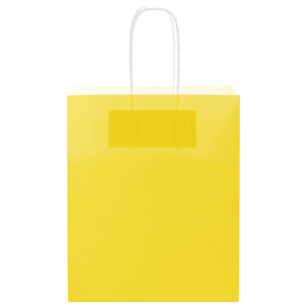 Paper Bags 50 pcs with Handles Yellow 18x8x22 cm