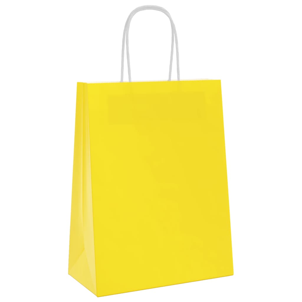 Paper Bags 50 pcs with Handles Yellow 21x11x28 cm