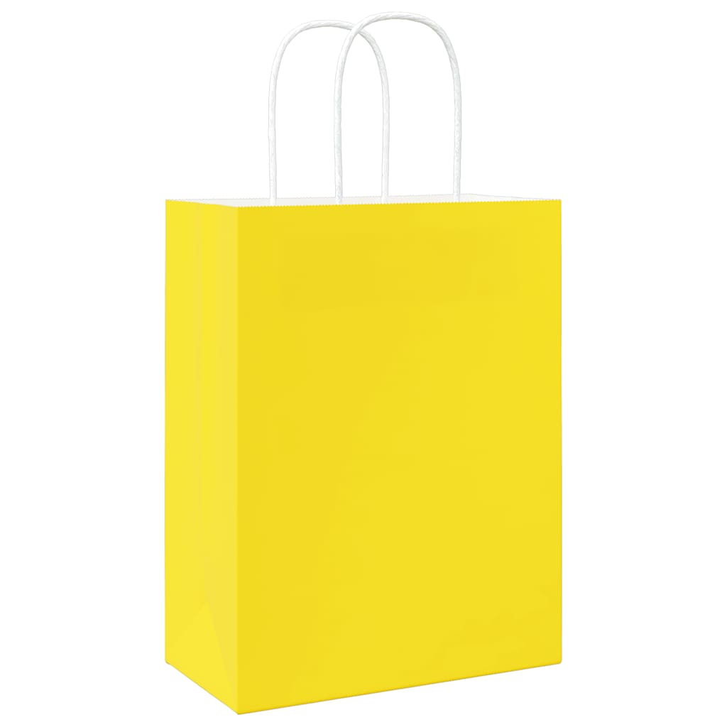 Paper Bags 50 pcs with Handles Yellow 21x11x28 cm