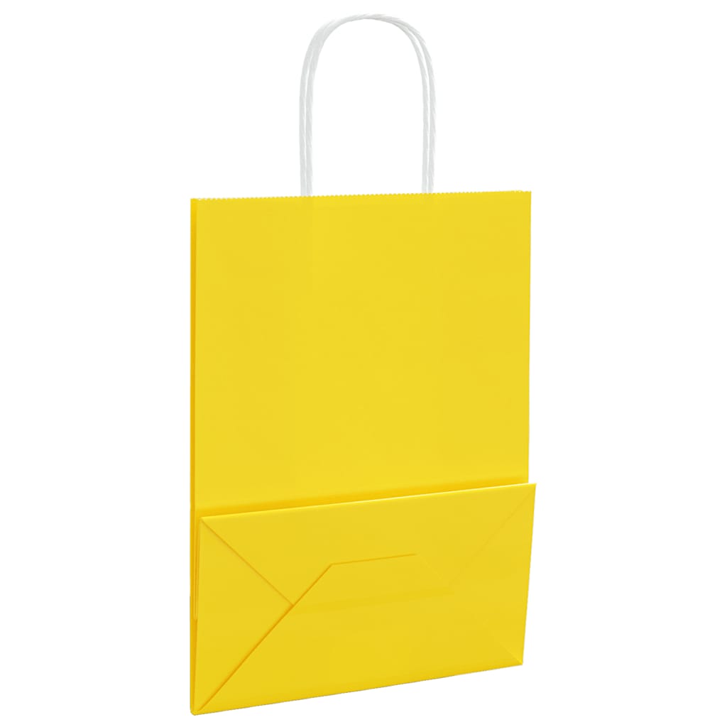 Paper Bags 50 pcs with Handles Yellow 21x11x28 cm
