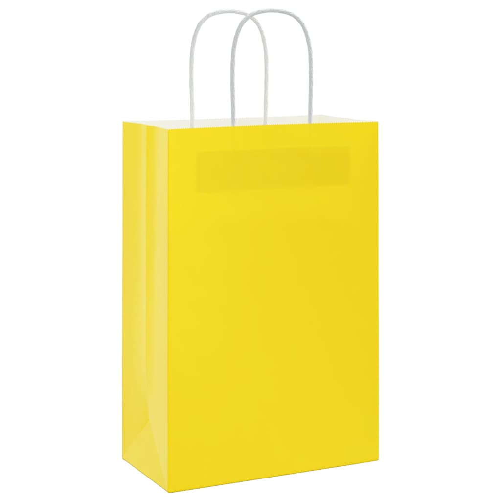 Paper Bags 50 pcs with Handles Yellow 21x11x31 cm