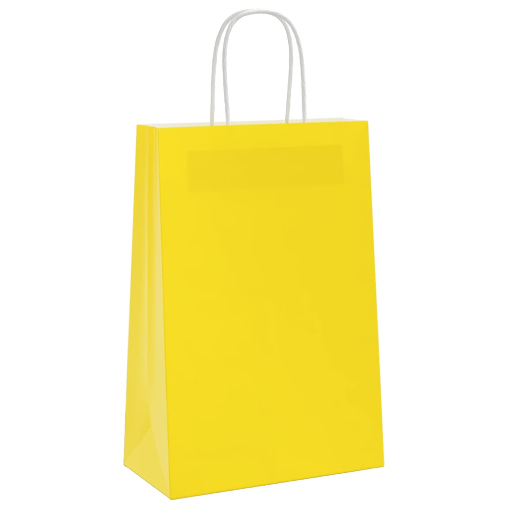 Paper Bags 50 pcs with Handles Yellow 21x11x31 cm