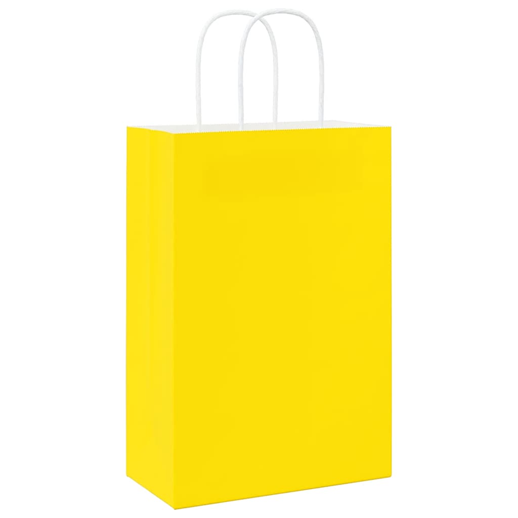 Paper Bags 50 pcs with Handles Yellow 21x11x31 cm