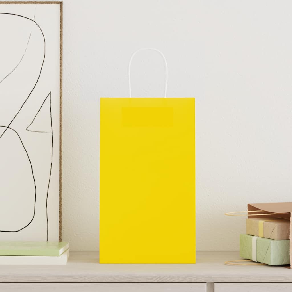 Paper Bags 50 pcs with Handles Yellow 21x11x36 cm
