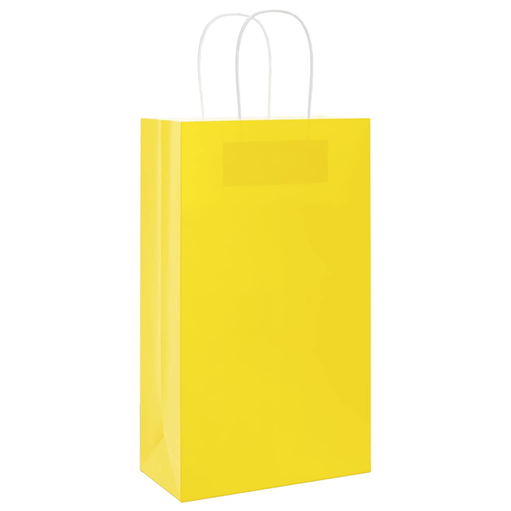 Paper Bags 50 pcs with Handles Yellow 21x11x36 cm