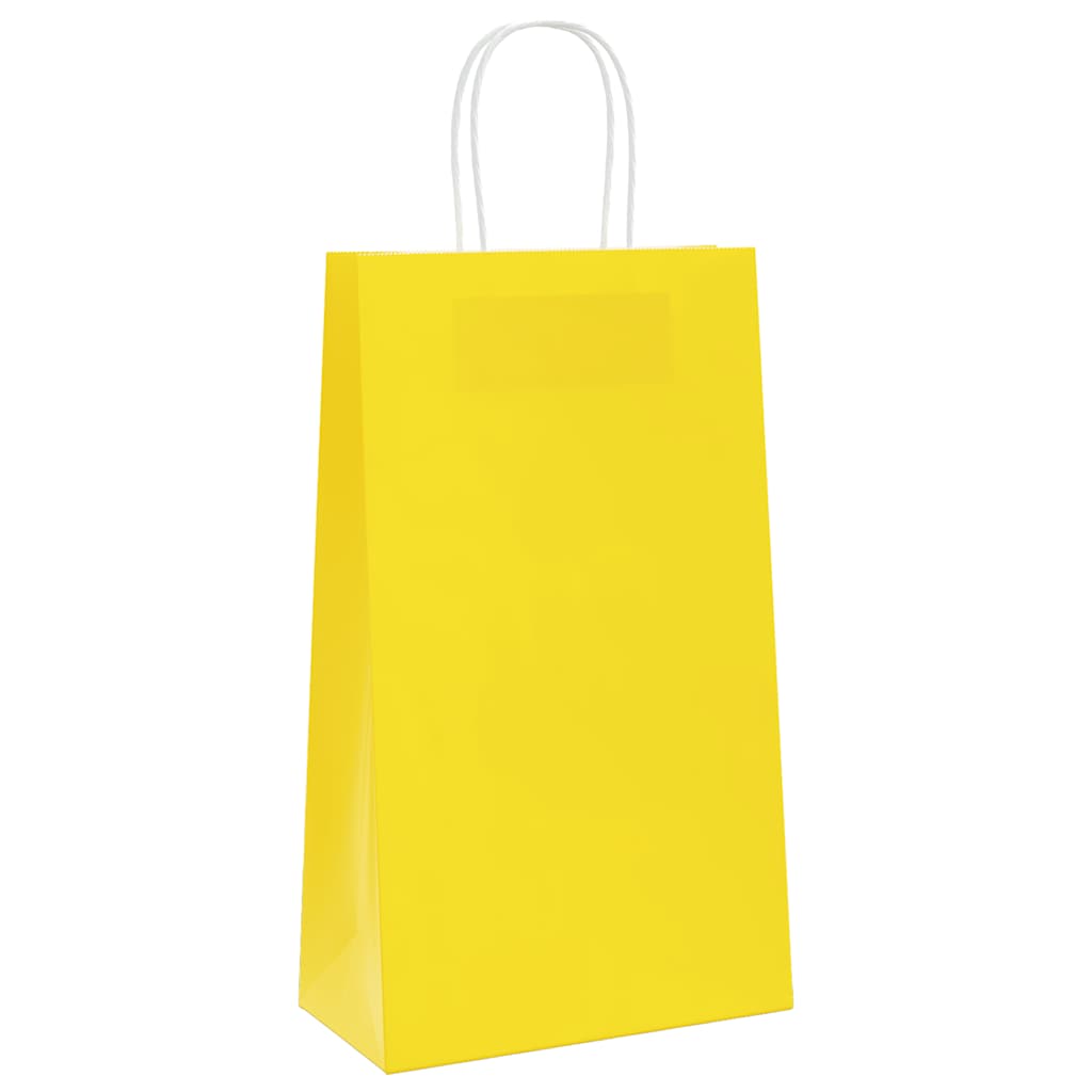 Paper Bags 50 pcs with Handles Yellow 21x11x36 cm