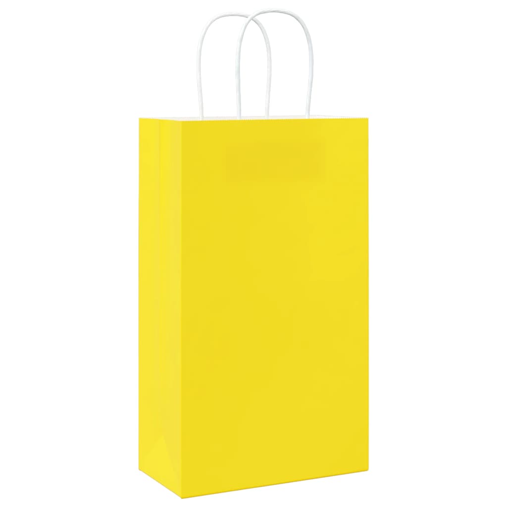 Paper Bags 50 pcs with Handles Yellow 21x11x36 cm