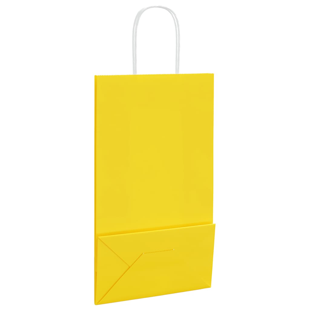 Paper Bags 50 pcs with Handles Yellow 21x11x36 cm