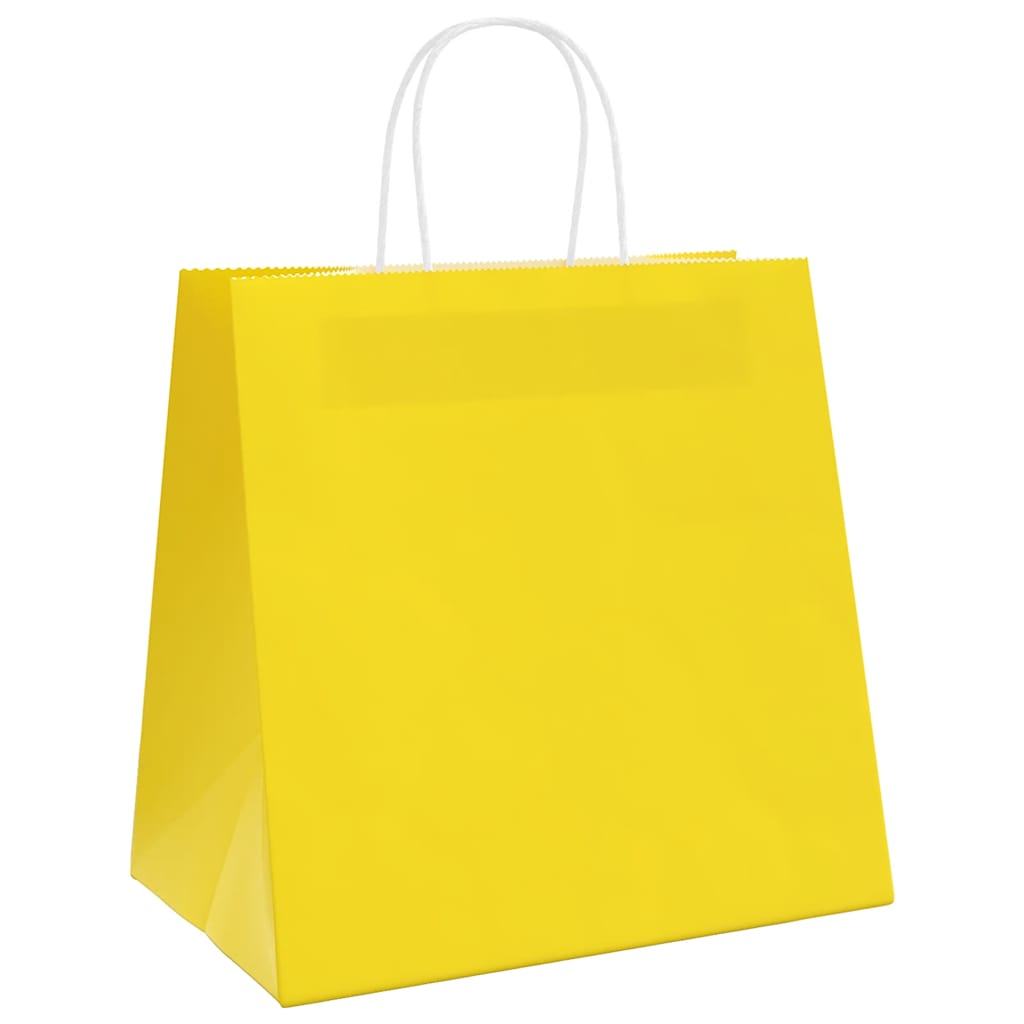 Paper Bags 50 pcs with Handles Yellow 26x17x25 cm