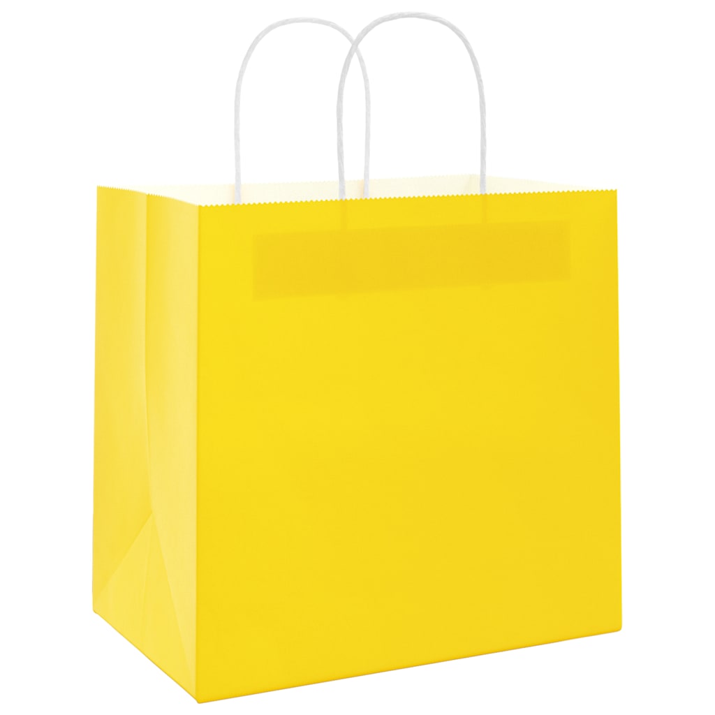Paper Bags 50 pcs with Handles Yellow 26x17x25 cm