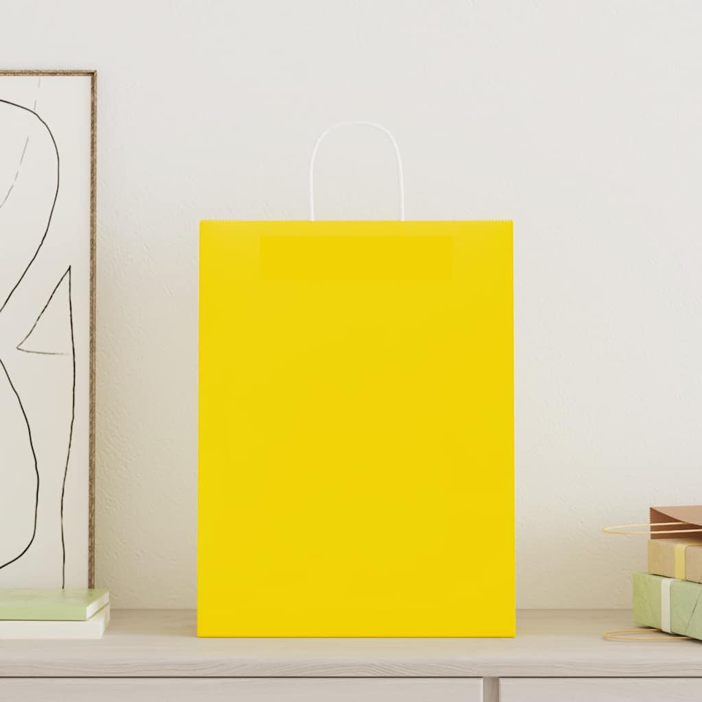 Paper Bags 50 pcs with Handles Yellow 32x12x42 cm