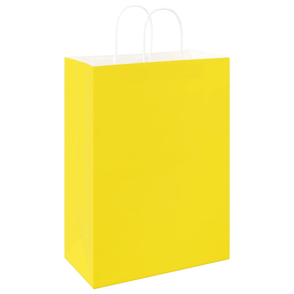Paper Bags 50 pcs with Handles Yellow 32x17x44 cm