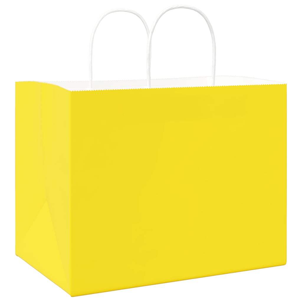 Paper Bags 50 pcs with Handles Yellow 32x22x24 cm