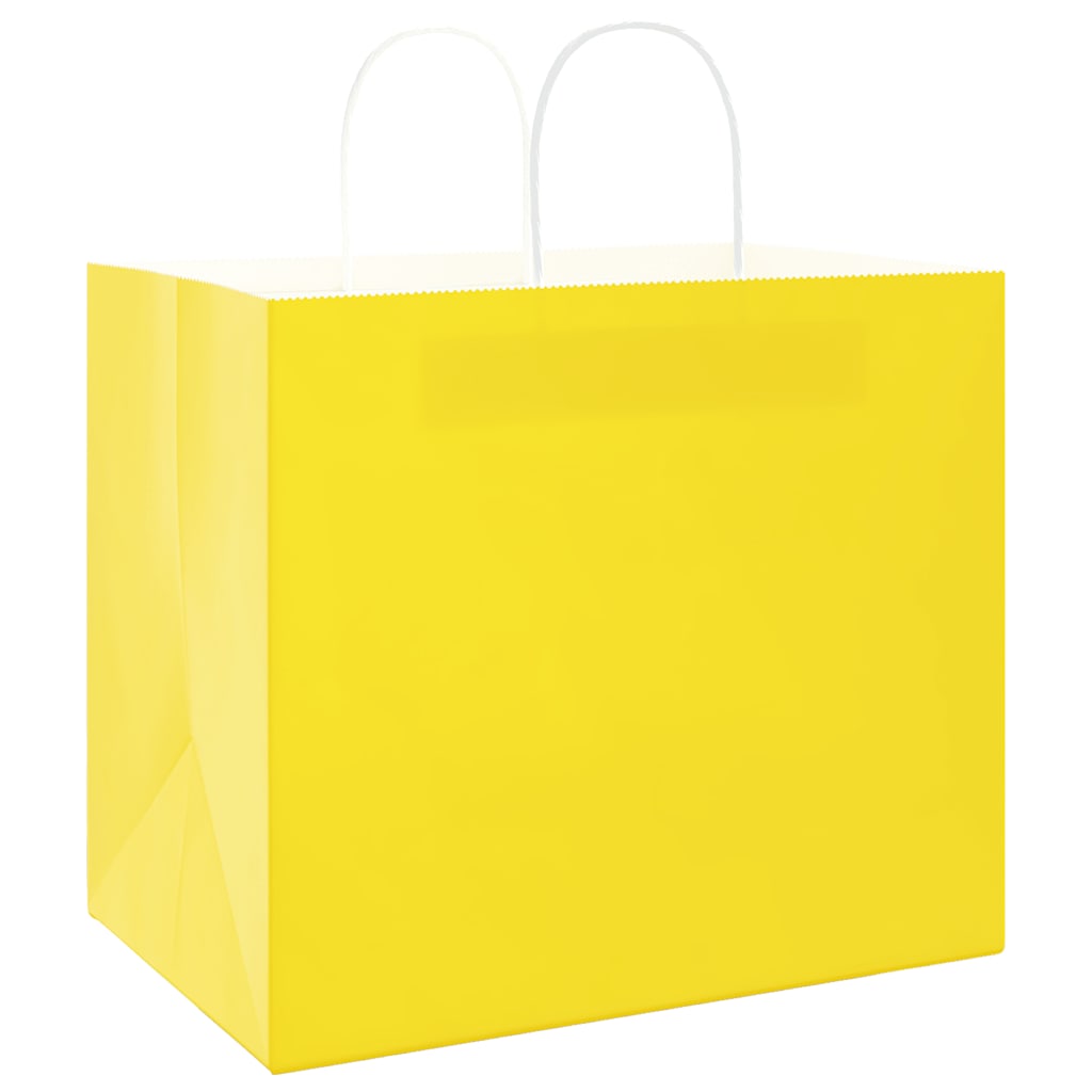 Paper Bags 50 pcs with Handles Yellow 32x22x28 cm